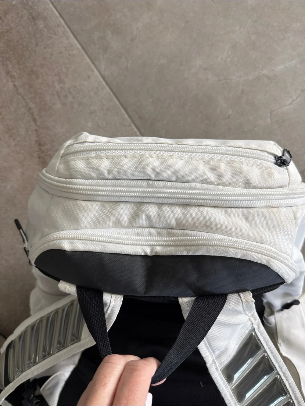 Nike Elite White and Black Men's Backpack with Gold Swoosh